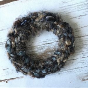 Textured, mixed yarn, hand made scrunchie.